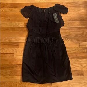 BCBGMaxAzria Elegant Black Dress with Ruffle Detail NWT